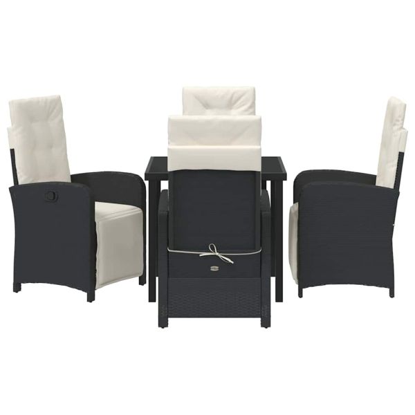 Комплект за хранене в градината 5 pcs Черно полиратан