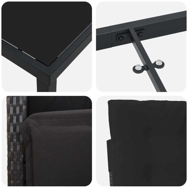 Комплект за хранене в градината 5 pcs Черно полиратан