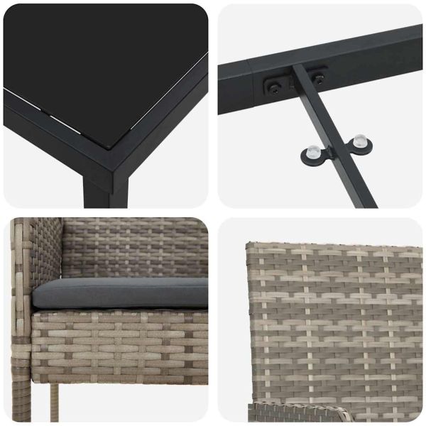 Комплект за хранене в градината 5 pcs Сив полиратан