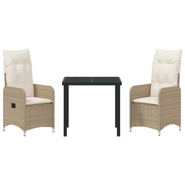 Комплект за хранене в градината 3 pcs Бежово полиратан