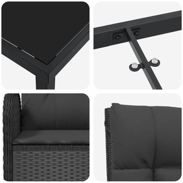 Комплект за хранене в градината 5 pcs Черно полиратан