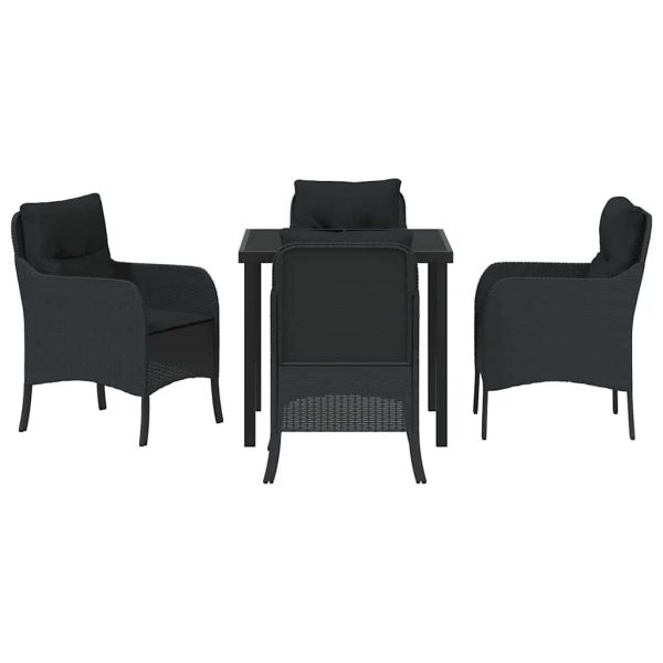 Комплект за хранене в градината 5 pcs Черно полиратан