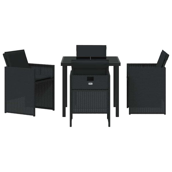 Комплект за хранене в градината 5 pcs Черно полиратан