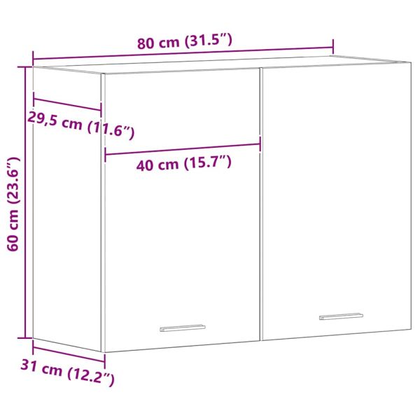 Висящ шкаф Lyon Черния дъб 80 x 31 x 60 см Инженерно дърво