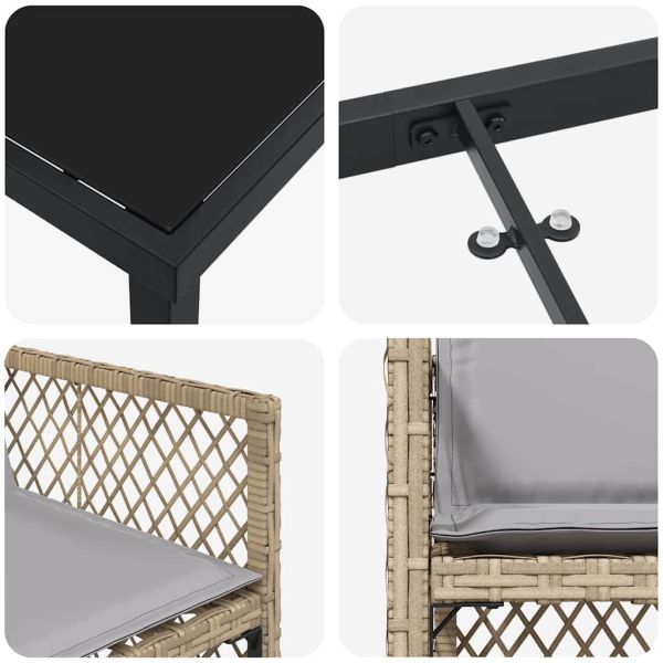 Комплект за хранене в градината 5 pcs Бежово полиратан