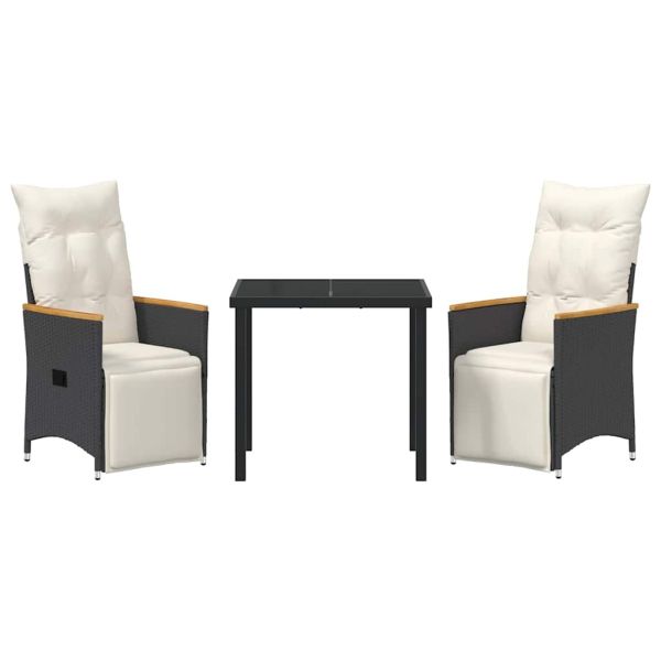 Комплект за хранене в градината 3 pcs Черно полиратан