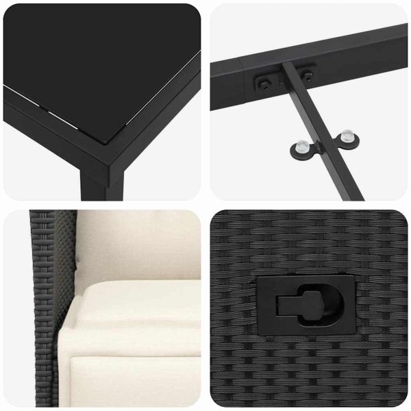 Комплект за хранене в градината 3 pcs Черно полиратан