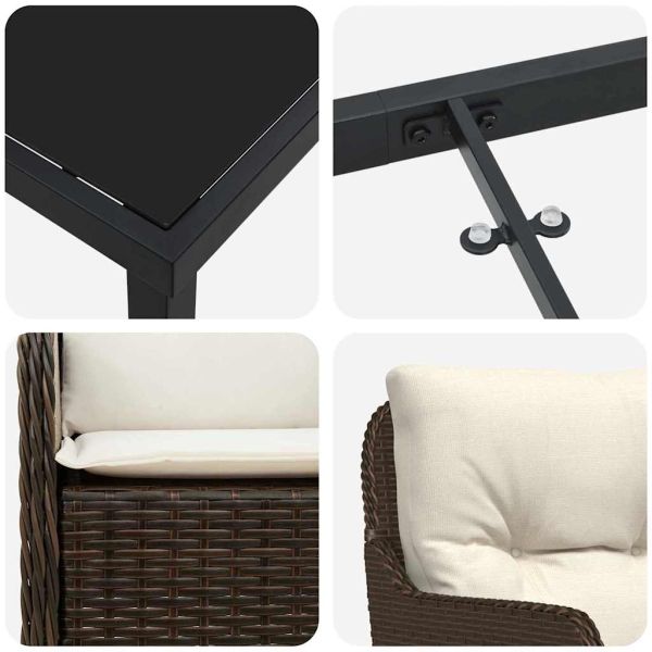 Комплект за хранене в градината 5 pcs Кафяво полиратан