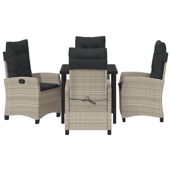 Комплект за хранене в градината 5 pcs Светлосиво полиратан