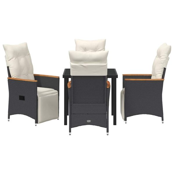 Комплект за хранене в градината 5 pcs Черно полиратан