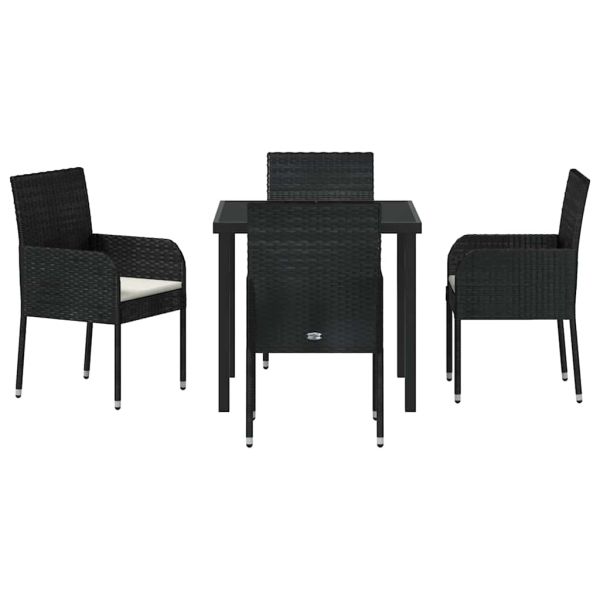 Комплект за хранене в градината 5 pcs Черно полиратан