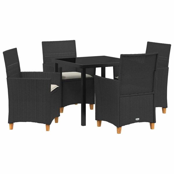 Комплект за хранене в градината 5 pcs Черно полиратан