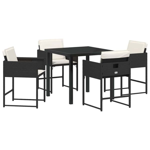 Комплект за хранене в градината 5 pcs Черно полиратан