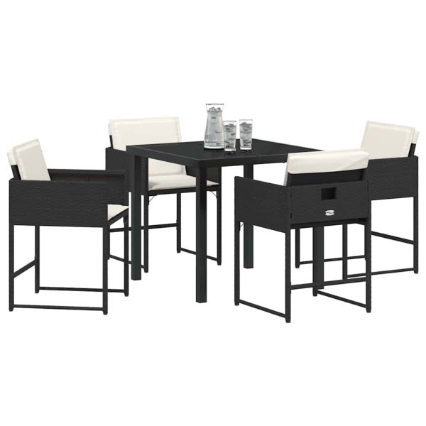 Комплект за хранене в градината 5 pcs Черно полиратан