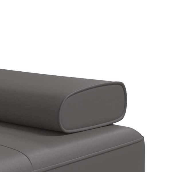 Ъглово разтегателно канапе сиво 255x140x70 см изкуствена кожа