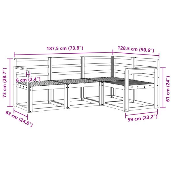 Комплект дивани за открито 4 pcs Естествен