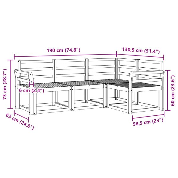 Комплект дивани за открито 4 pcs Естествен