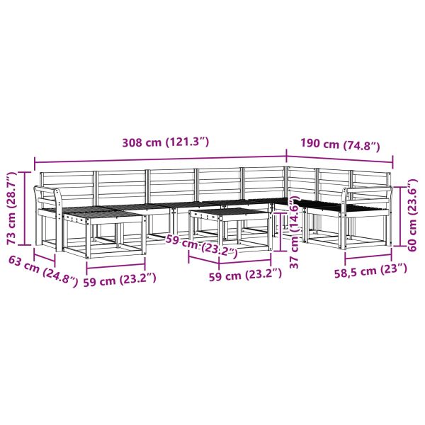 Комплект дивани за открито 9 pcs Естествен