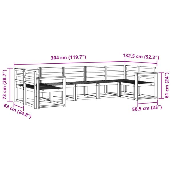 Комплект дивани за открито 7 pcs Естествен