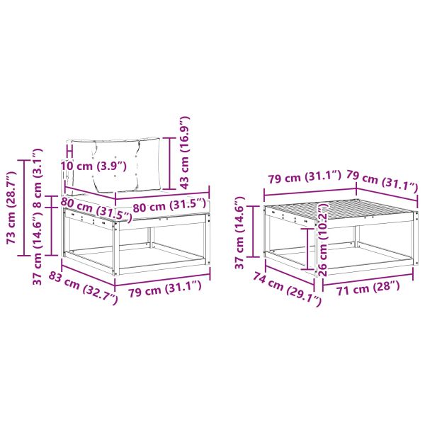 Комплект дивани за открито 8 pcs Натурален и Крема