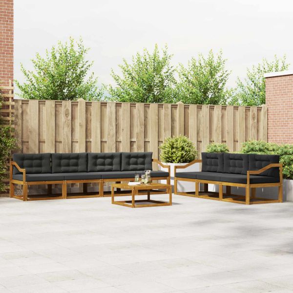 Комплект дивани за открито 8 pcs Натурален и Антрацит