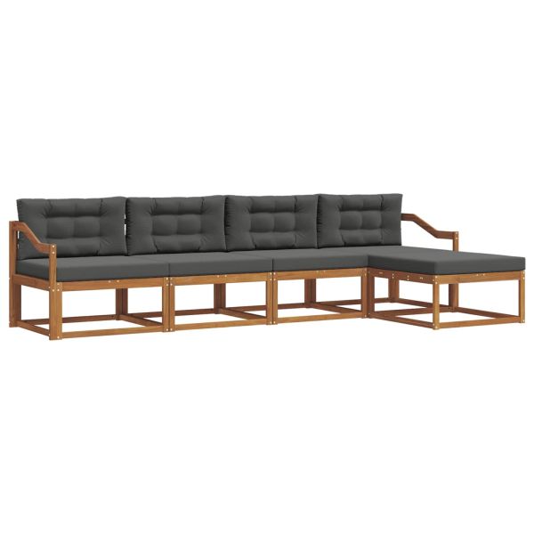 Комплект дивани за открито 5 pcs Натурален и Антрацит