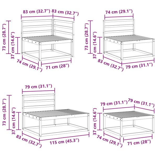 Комплект дивани за открито 5 Брой Естествен
