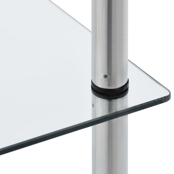 Етажерка с 6 рафта, прозрачна, 40x40x160 см, закалено стъкло