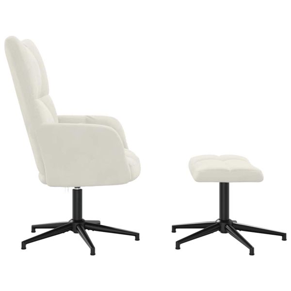 Стол за релакс с табуретка, кремавобял, кадифе