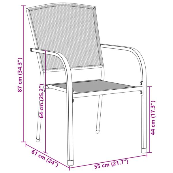 Стифиращи градински столове 3 части антрацит боядисана стомана