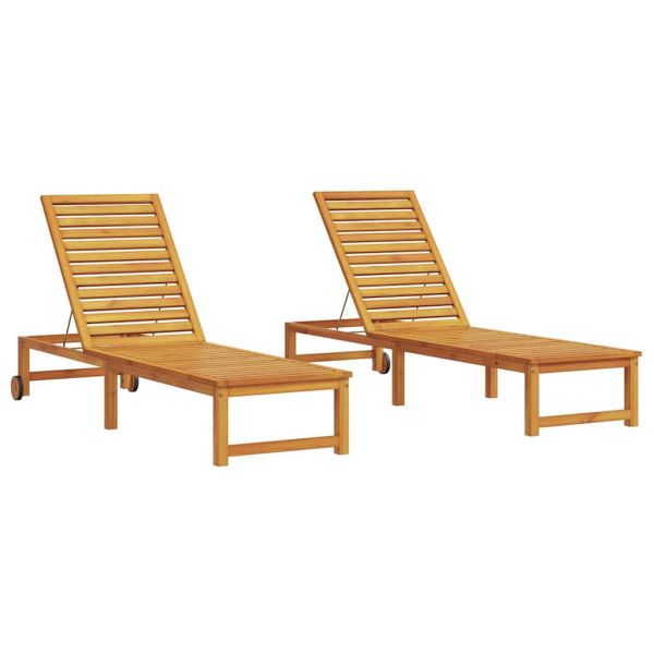 Шезлонг 2 pcs Кафяво 202 x 53 x 89 см Солидно акациево дърво