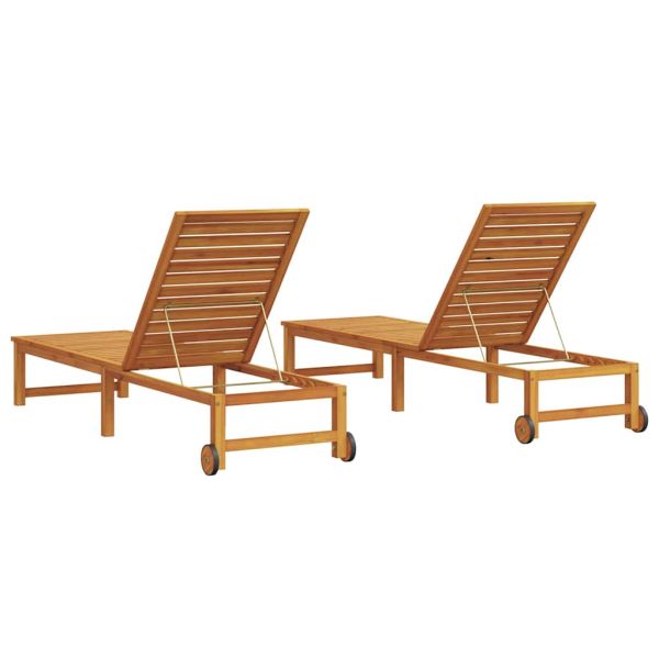 Шезлонг 2 pcs Кафяво 202 x 53 x 89 см Солидно акациево дърво