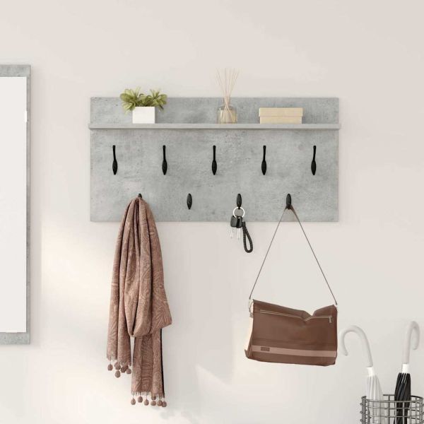 Стенен закачалка за палта с рафт Циментено сиво 80 x 40 x 12 cm
