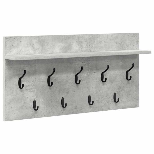 Стенен закачалка за палта с рафт Циментено сиво 80 x 40 x 12 cm