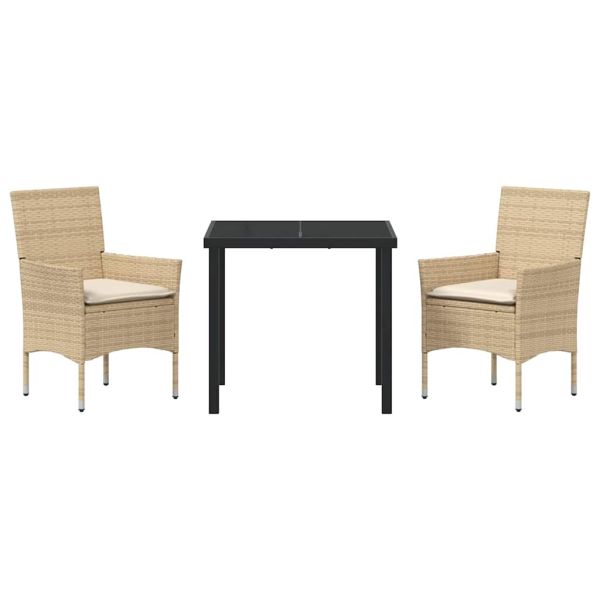 Комплект за хранене в градината 3 pcs Бежово полиратан