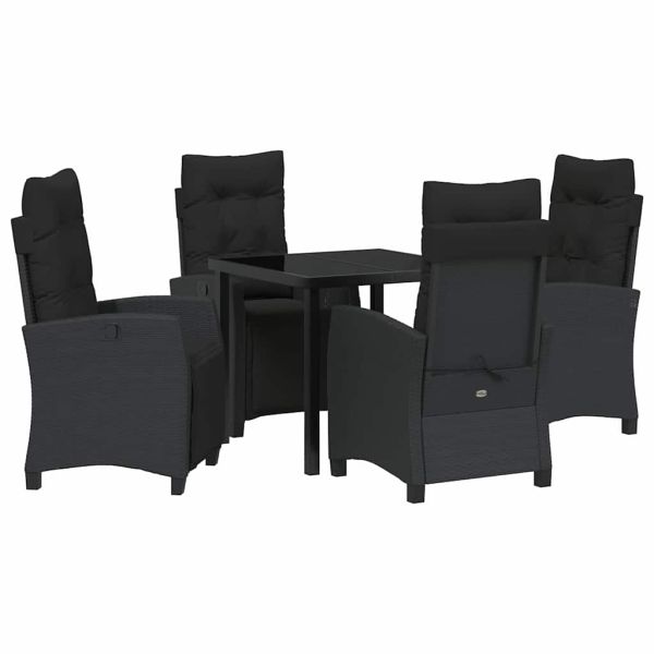 Комплект за хранене в градината 5 pcs Черно полиратан
