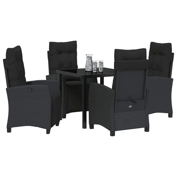 Комплект за хранене в градината 5 pcs Черно полиратан