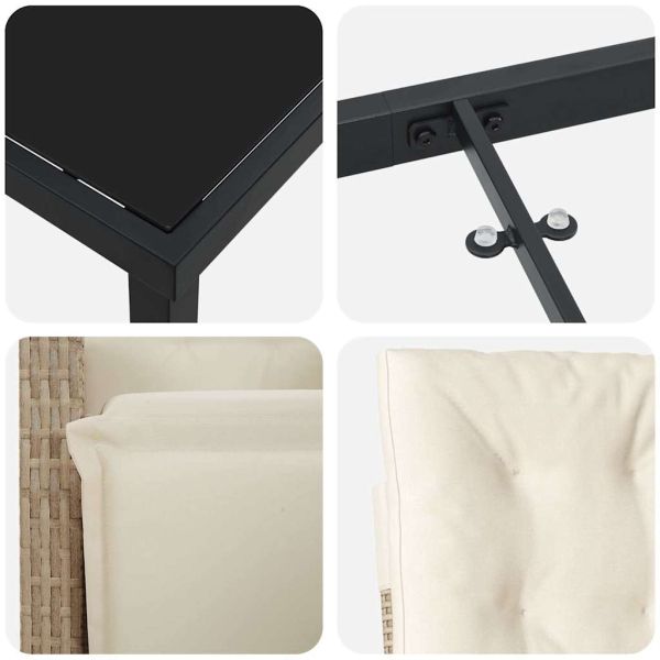 Комплект за хранене в градината 5 pcs Бежово полиратан