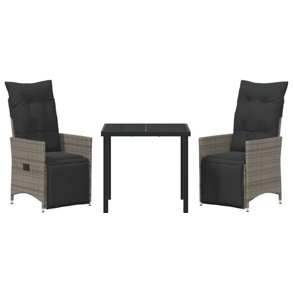 Комплект за хранене в градината 3 pcs Сив полиратан