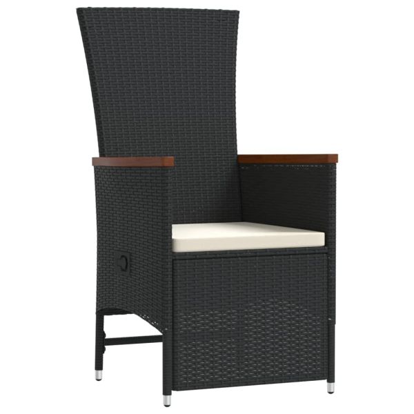 Градински комплект с възглавници 11 части полиратан черен