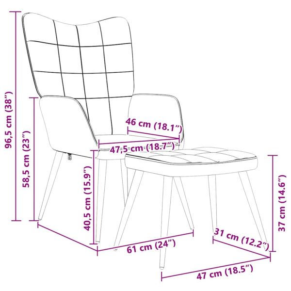 Релаксиращ стол с табуретка, кафяв, плат