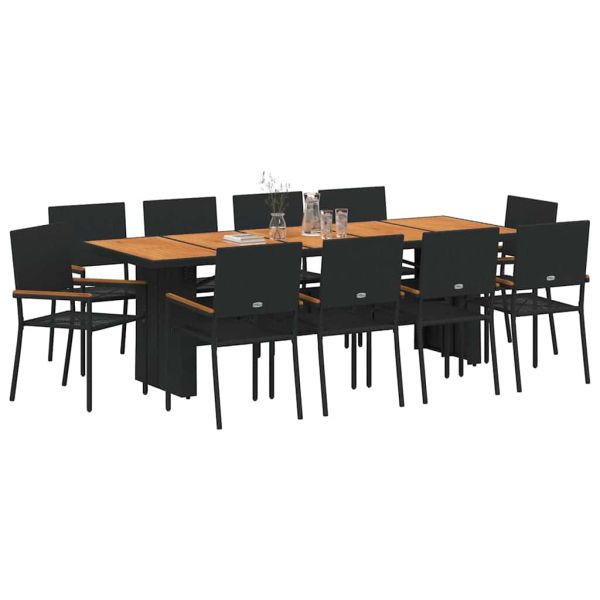 Комплект за хранене в градината 11 pcs Черно полиратан
