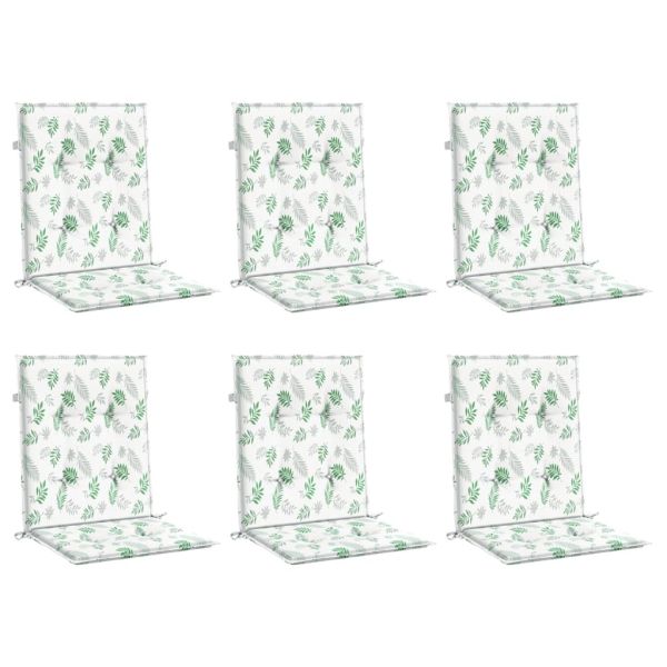 Възглавници за стол с ниска облегалка, 6 бр, на листа, текстил