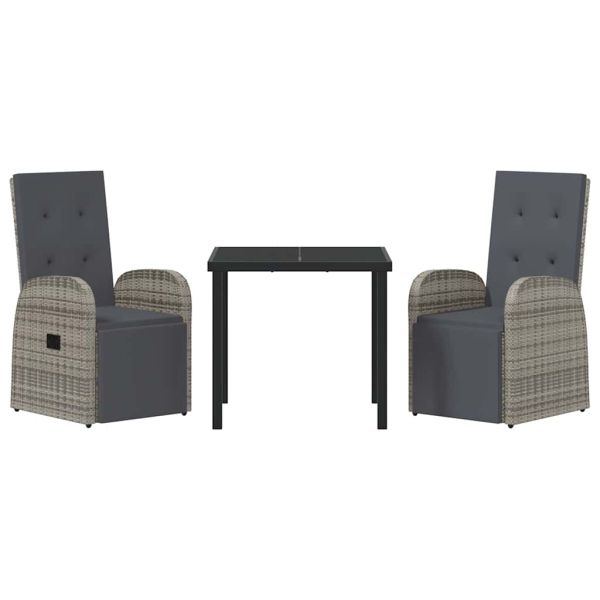 Комплект за хранене в градината 3 pcs Сив полиратан