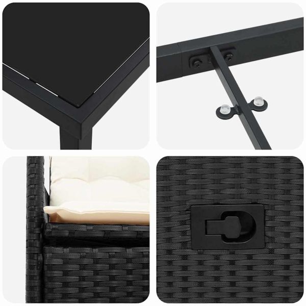 Комплект за хранене в градината 3 pcs Черно полиратан