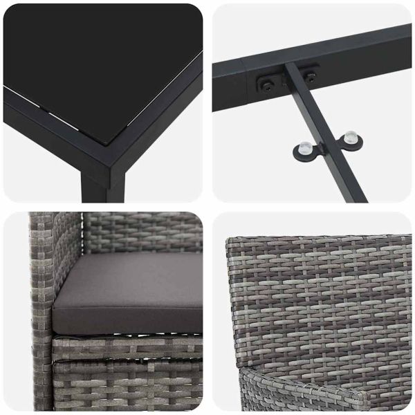 Комплект за хранене в градината 3 pcs Сив полиратан