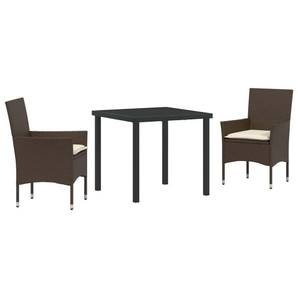 Комплект за хранене в градината 3 pcs Кафяво полиратан