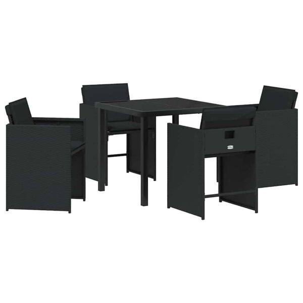 Комплект за хранене в градината 5 pcs Черно полиратан