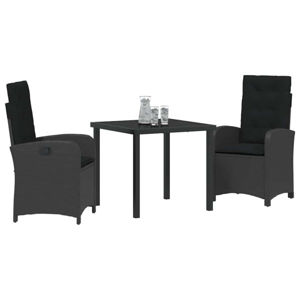 Комплект за хранене в градината 3 pcs Черно полиратан