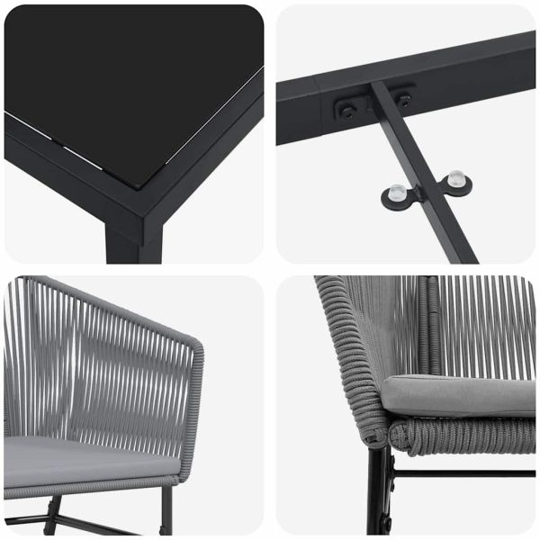 Комплект за хранене в градината с възглавница 3 pcs Сив